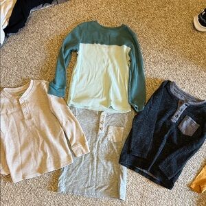 Cat & Jack Kids Long Sleeve Henley Shirt Set - Beige, Teal, Gray, Black